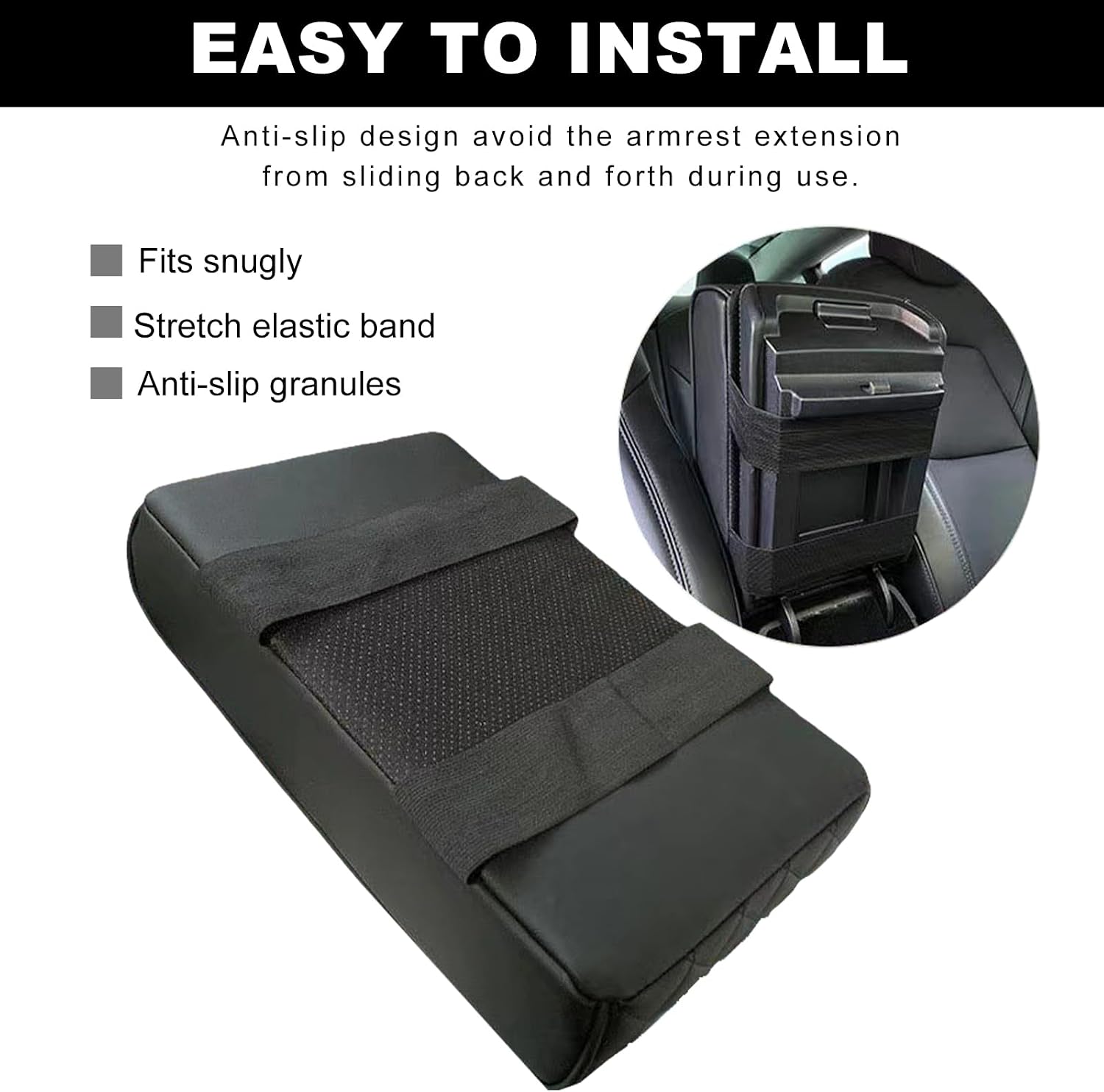 Car Center Console Armrest Pillow, 14.0"×8.3" Soft Memory Foam Armrest Cushion with Cup Holder Storage Bag, Waterproof Leather Vehicle Arm Rest Booster Pad for Most Cars (Diamond Pattern)