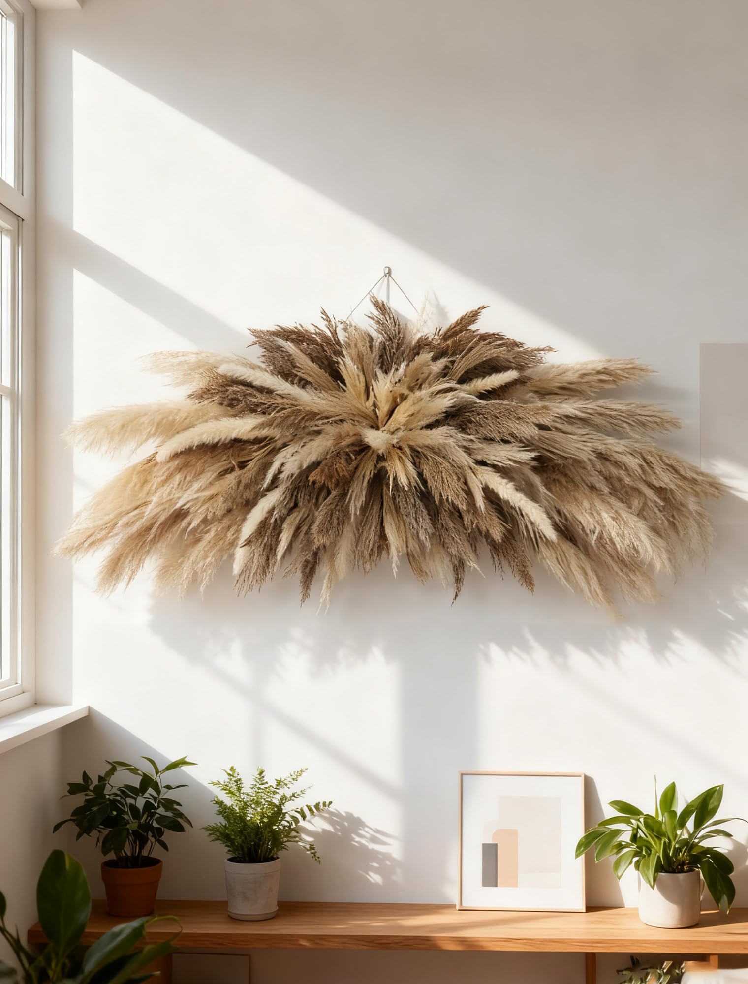 NTLPAMPA Grande décoration murale bohème (89,9 à 127 cm) – Kit tout-en-un de fleurs séchées naturelles faciles à installer, décoration parfaite pour salon, arche de mariage, entrée, décoration de fête