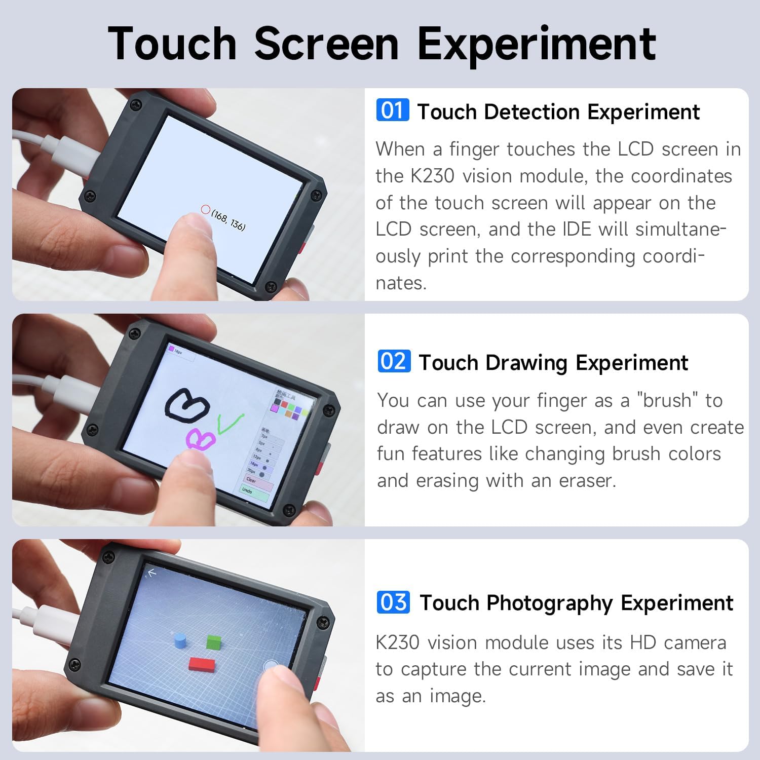 Yahboom K230 AI Development Board 1.6GHz High-performance chip/2.4-inch Display/Open Source Robot Maker Python, Supports AI Visual Recognition CanMV Sensor (with Adjustable Bracket)