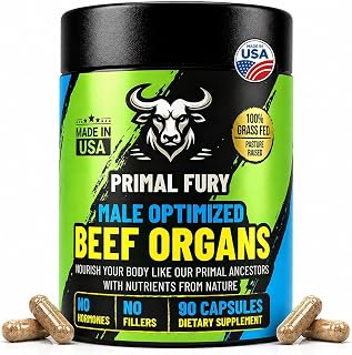 Grass Fed Beef Organ Supplement for Men - Male Optimization Pills - 6 Vital Beef Organs to Drive Prostate Health & Peak Performance, Made in USA, 90 Capsules
