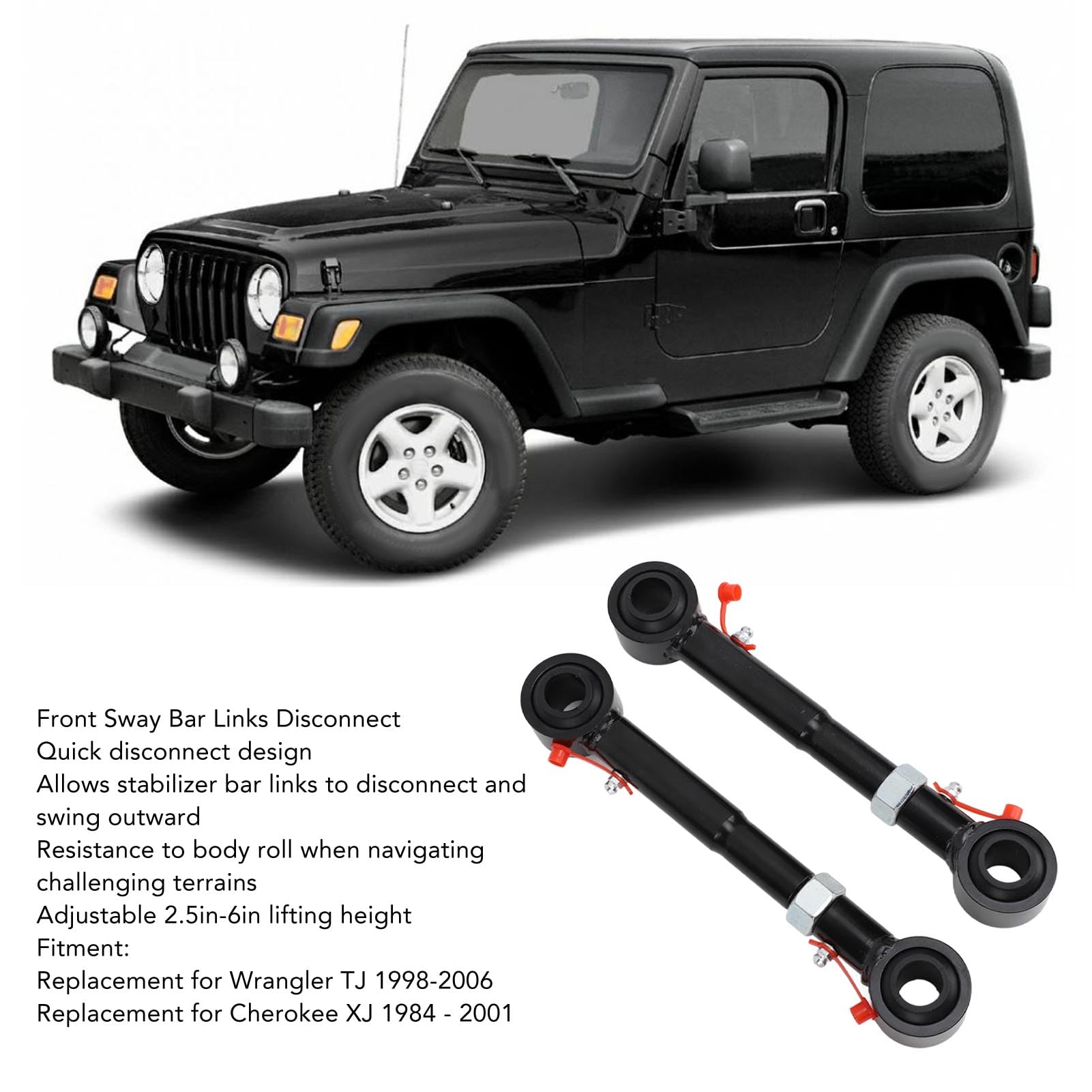 Ejoyous Łącznik Stabilizatora Przedniego Odsprzęgający Łącznik Stabilizatora Przedniego Przedni Wahacz Zdejmowany dla TJ 1998-2006 Cherokee XJ 1984-2001