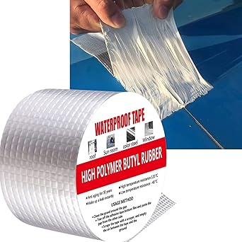 JIG'sMART 10CM x 6 Meters Super Strong Adhesive Waterproof Permanent Repair Aluminum Butyl Tape Rubber Foil for Roof Leak, Surface Crack, Window Sill Gap, Pipe Rupture, Home Renovation (10Cm - 6Meter)