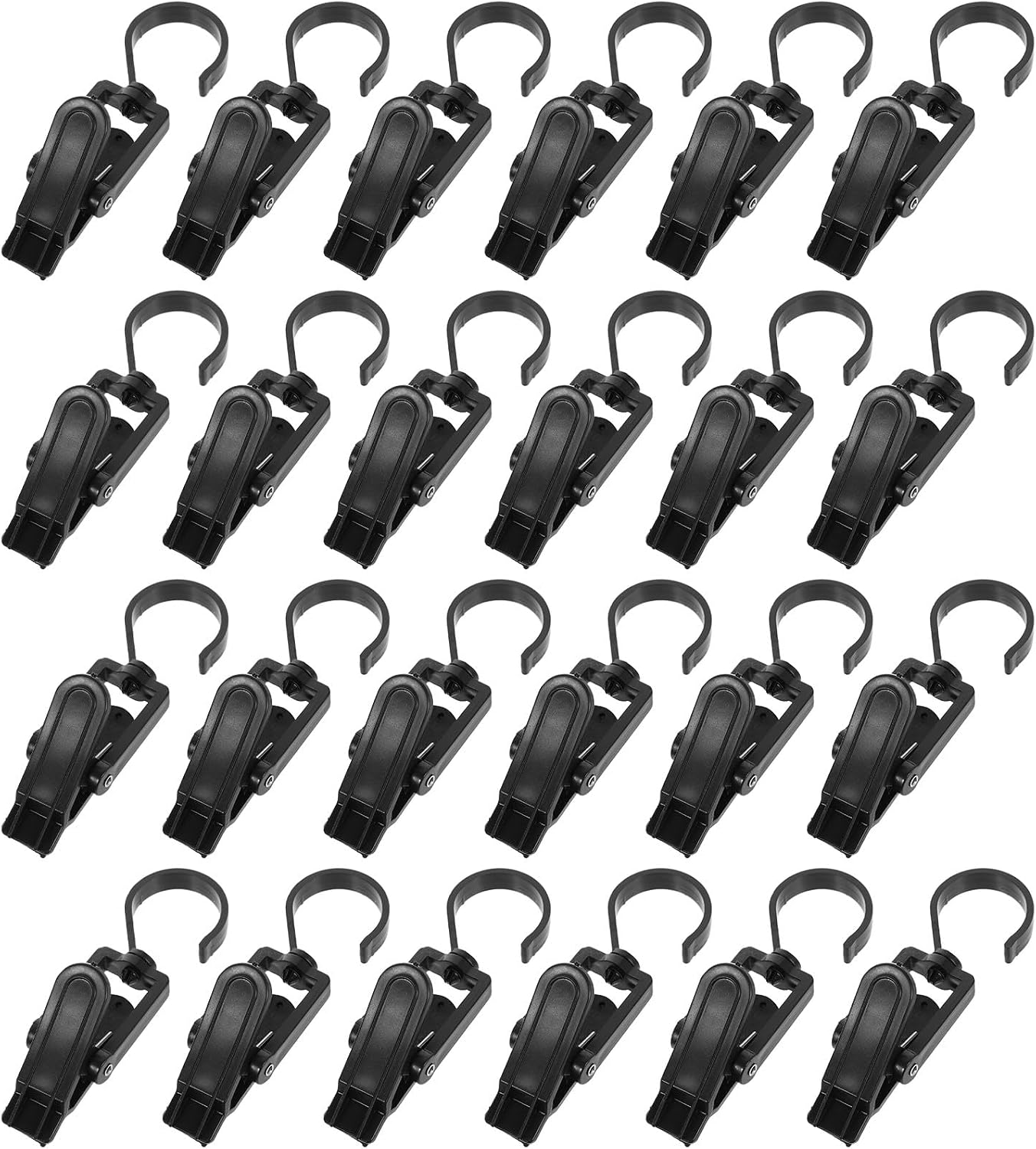 50pcs Black Plastic Swivel Clips for Hats and Towels, Multi-Functional Hanging Curtain Clips, Clothes Pins for Laundry and Home Organization