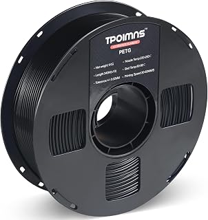 TPOIMNS PETG Filament 1.75mm, 3D Printer Filament, 1kg Roll Spool(2.2lbs), Dimensional Accuracy +/- 0.02 mm, Compatible with Most FDM 3D Printers, Black
