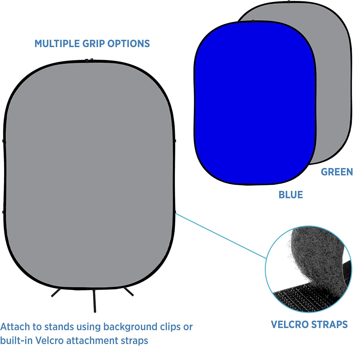 70% оƒƒ Evеrуthіng Fovitec Reversible 5'x6.5' Gray and BluePop-Up Backdrop with Stand and Clip, for Headshot and Portrait Photography, Vlogging, Video Conference, and Live Stream