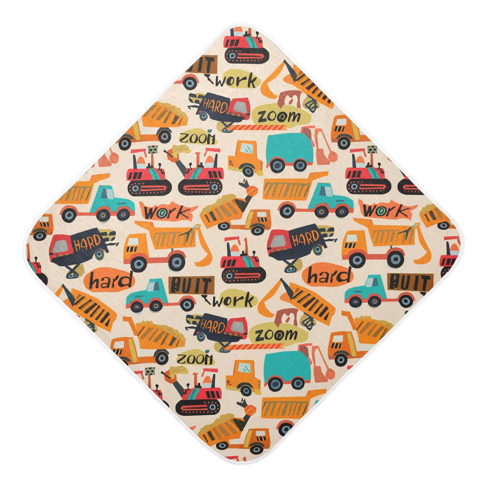 Msyxl Construction Vehicles Hooded Towel - Ultra Soft & Absorbent Muslin Cotton Bath Towel for Babies, Toddlers, Newborn - Boys & Girls Essential 30