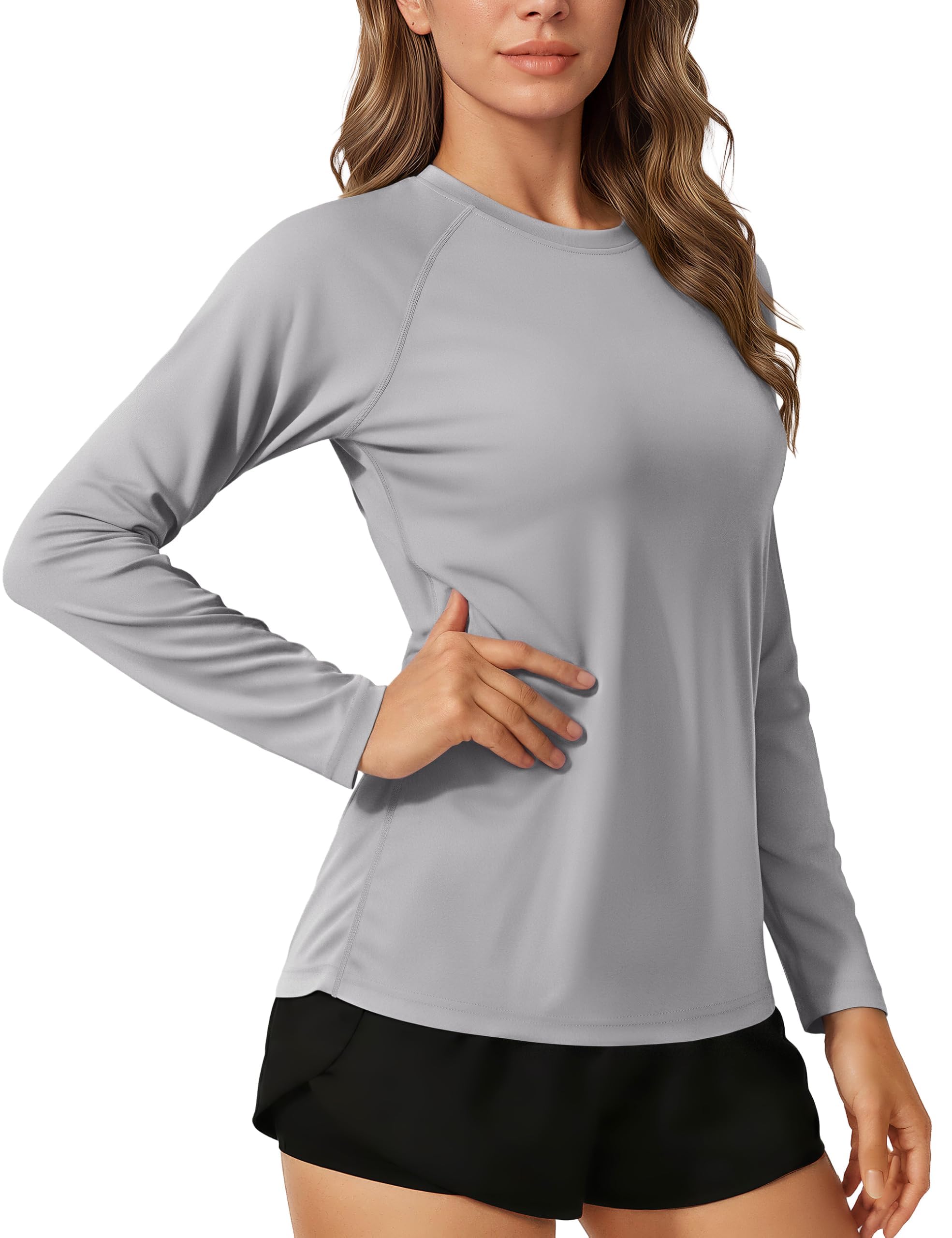 TACVASEN Damen Rashguard Uv-Schutz Shirt Schwimmshirt Langarm T-Shirt Sonnenschutz UPF 50+ Sportshirt