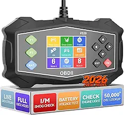 Ferramenta de diagnóstico OBD2 aprimorada 2026 – Scanner multifuncional iBealous para carro, leitor de código de luz do motor com teste de bateria, EVAP e dados ao vivo, ferramenta de digitalização