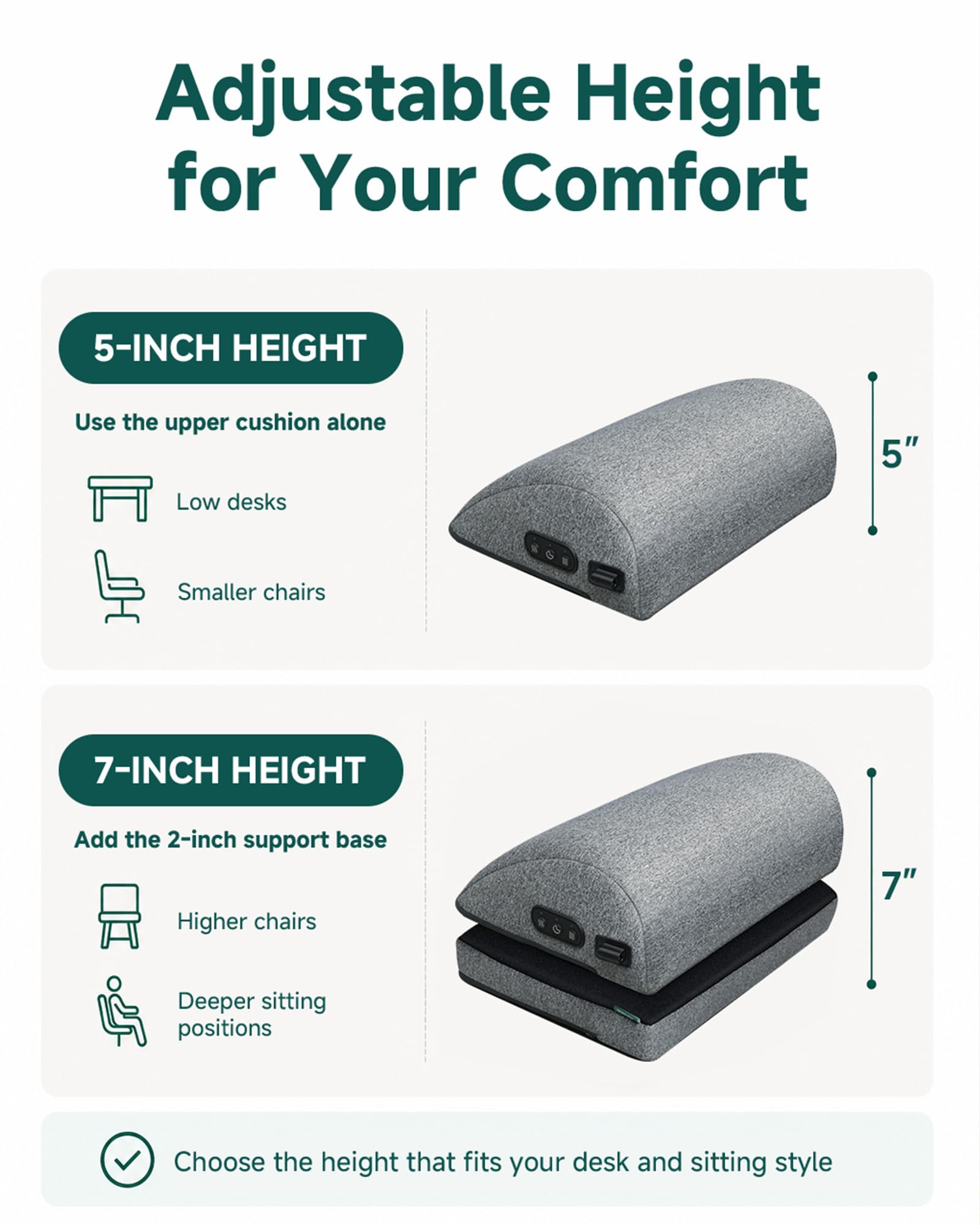 Snailax Fußstütze für unter dem Schreibtisch bei der Arbeit, beheizter ergonomischer Fußhocker, verstellbare Höhe, 2 Heizstufen & 3 vibrierende Massagemodi, Gaming, Büro, Heimgebrauch