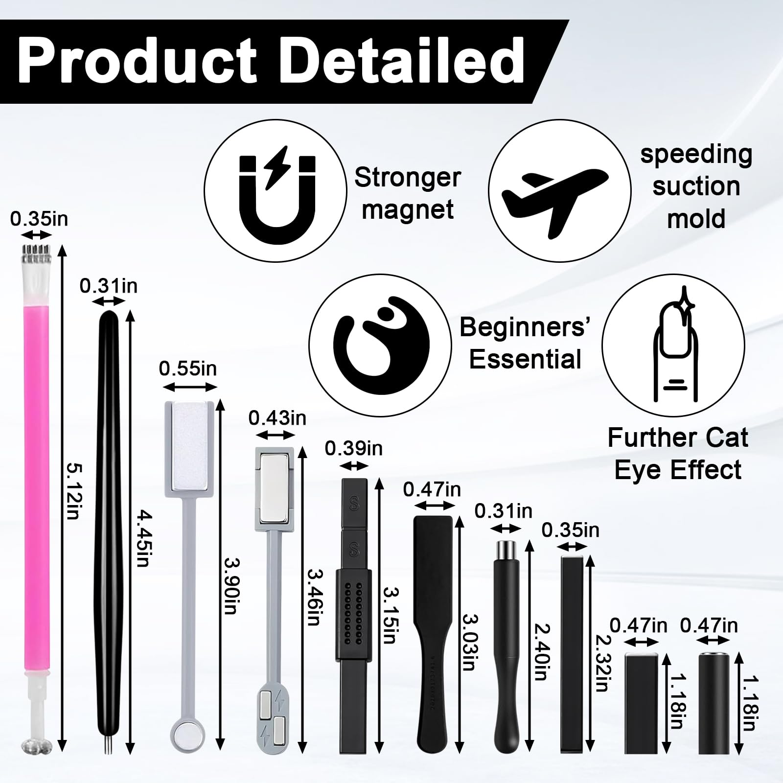 10 PCS Cat Eye Magnet,Double-Headed Nail Magnet Cat Eye Magnet for Nails with Strong Magnetic Attraction UV Gel Polish Cat-Eye Effect Suitable for Home Manicure DIY Salon - Image 2