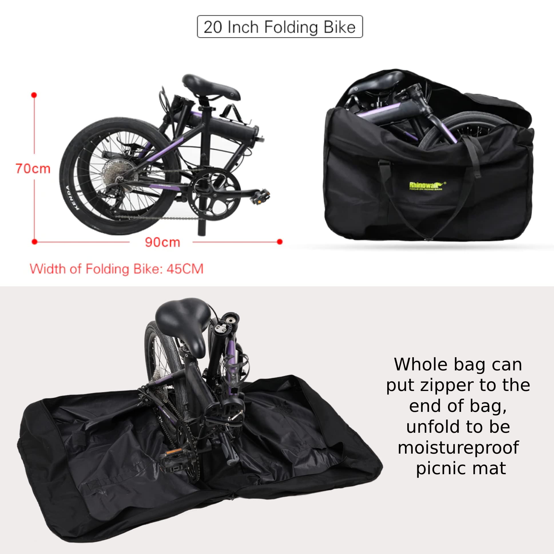 BAIGIO Torba transportowa do roweru składanego 14"-20"