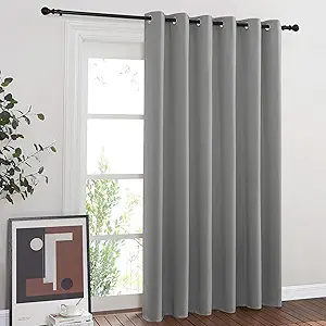 NICETOWN Extra Wide Sliding Door Curtains, Thermal Insulated Blackout Patio Curtain for Sliding Glass/French Door (Silver Grey, W80 x L84)