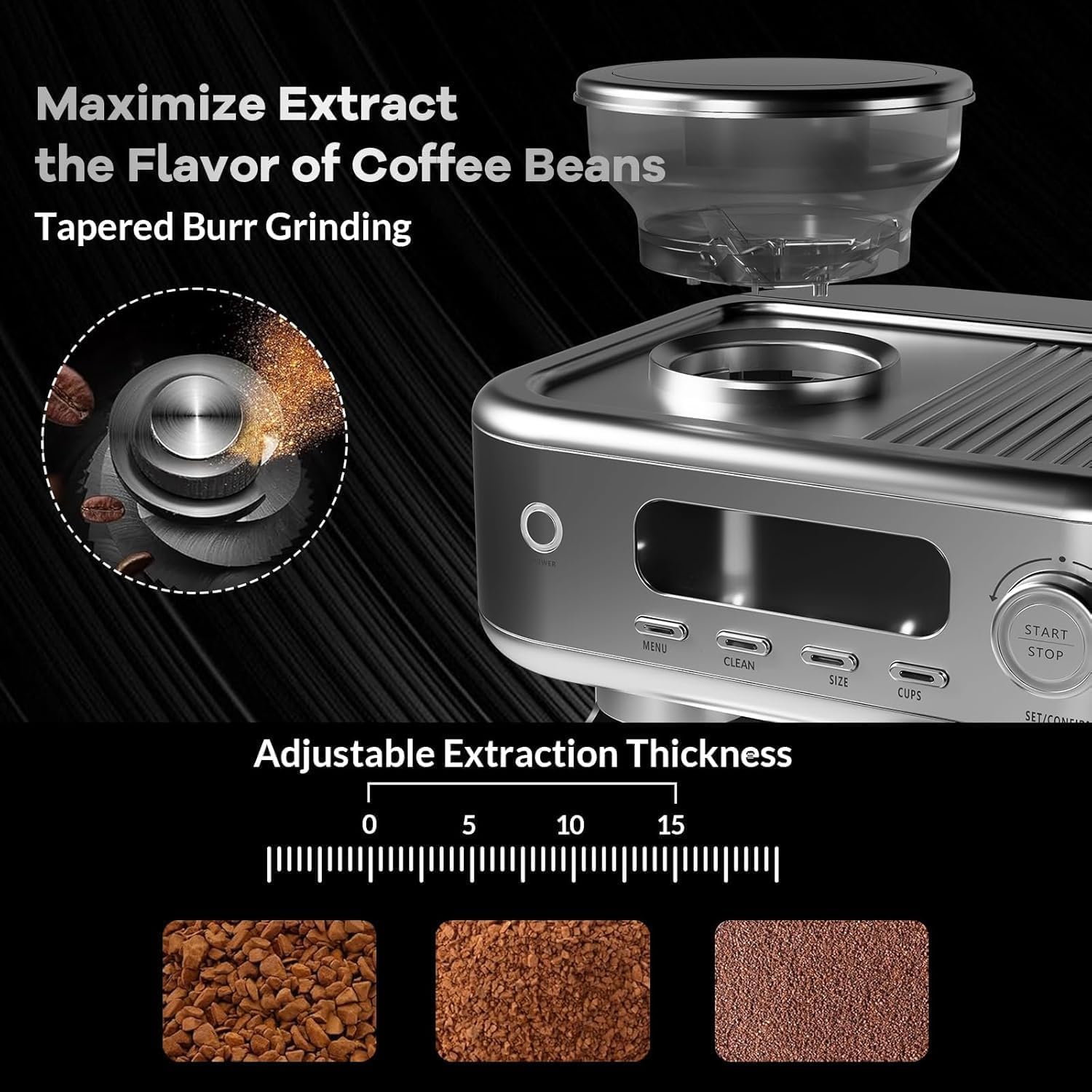 Espresso Machine with Grinder,Professional Cappuccino Dual Boiler 20 Bar Coffee Maker with Grinder 30 Size Setting,Expresso Coffee Machines with LCD Display& 95 Oz Removable Water Tank