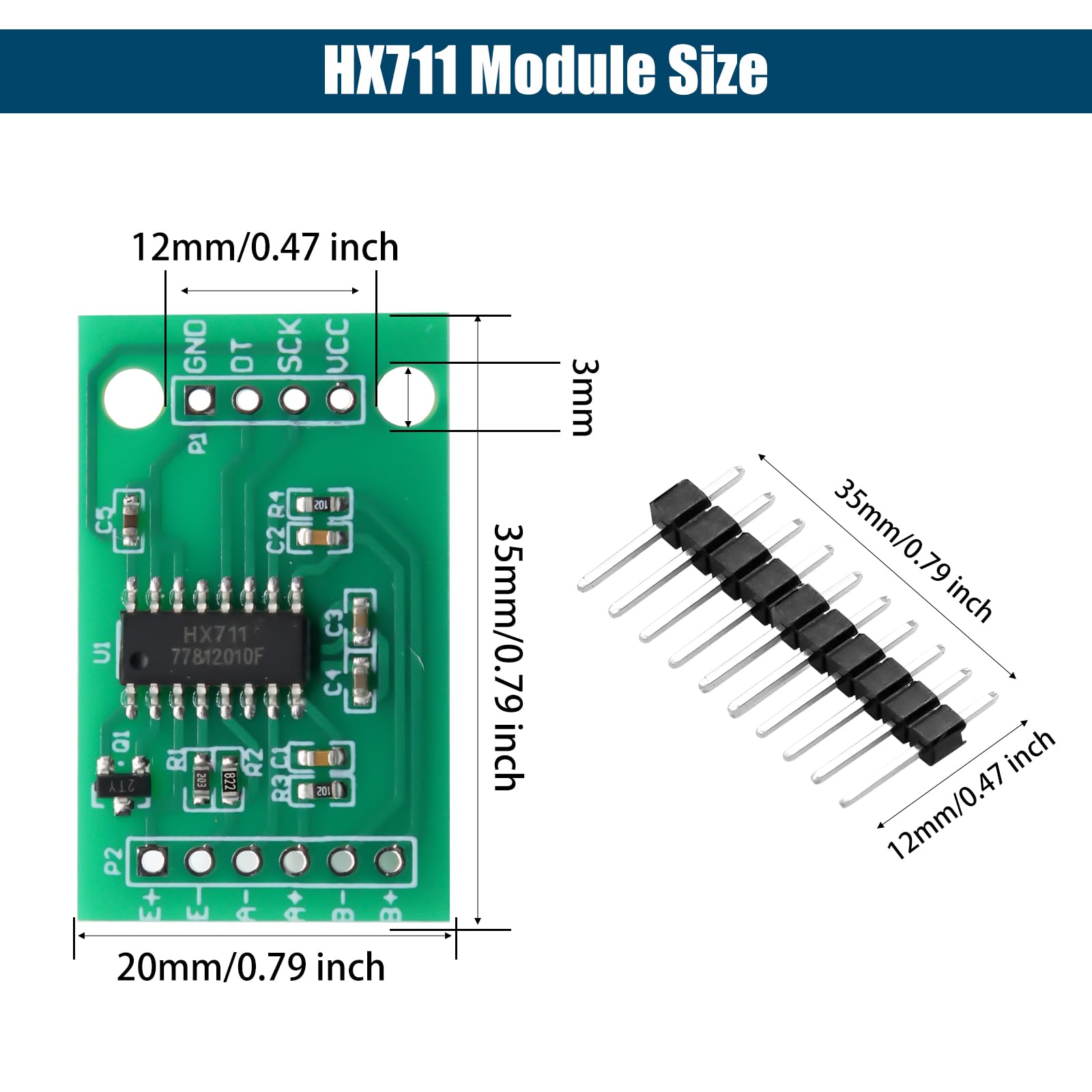 HX711 Weighing Sensor Moduli Binghe 5 Pezzi HX711 Modulo Sensore di Pesatura 24 Bit A/D Modulo sensore di pesatura ad alta precisione HX711 Compatibile con Arduino
