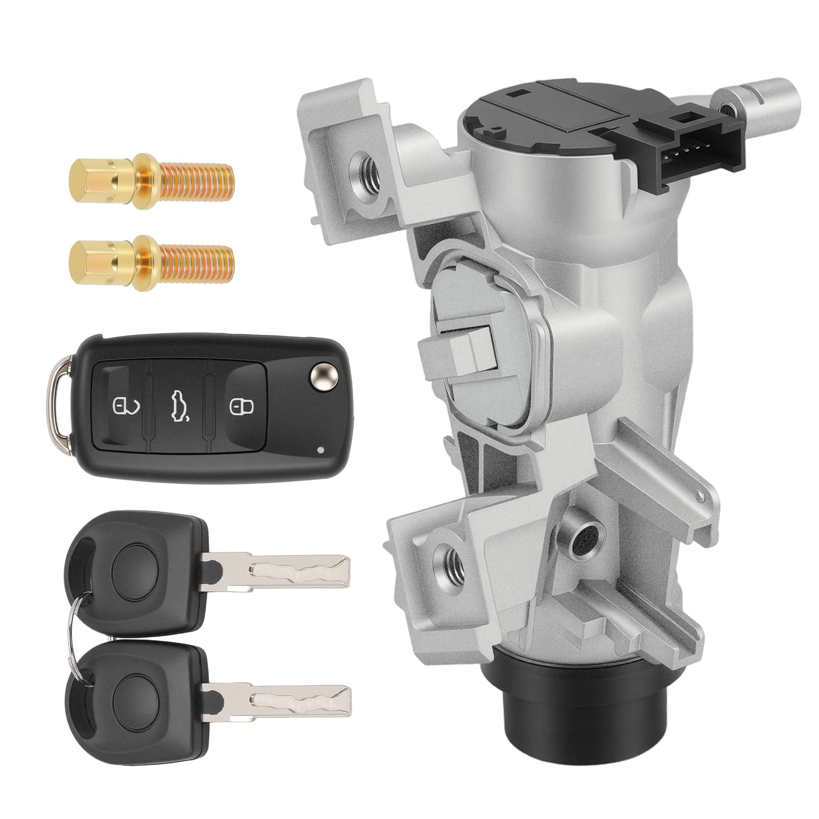 1K0905851B Neiman Interruptor encendido para Golf 5 6 A3 TT Seat Alte Leon | con 2 llaves+1 mando a distancia + 2 pernos Attuatore Serratura Cerradura Encendido1K0905865