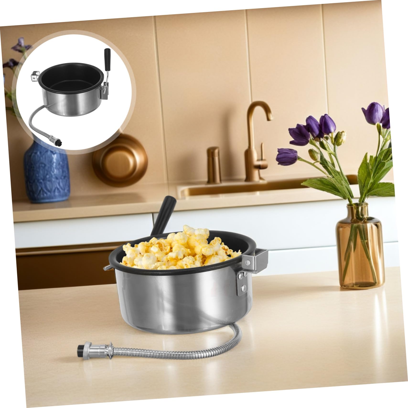Ersatz Popcorntopf 8 Oz aus Edelstahl und Aluminium mit Antihaftbeschichtung für Popcornmaschinen Zubehör für Familienfilmabende und Kleine Küchen