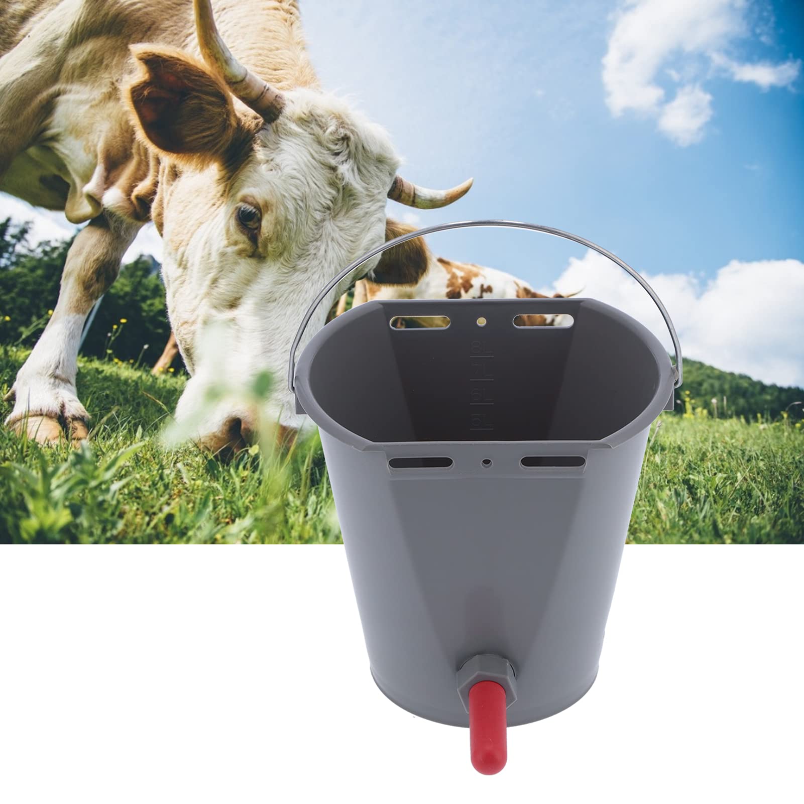 Tbest Mangiatoie, Mangiatoia in Plastica da 8 Litri e con Capezzoli Controlla l'attrezzatura per l'alimentazione per l'uso EskPer Vitelli (per bovini)