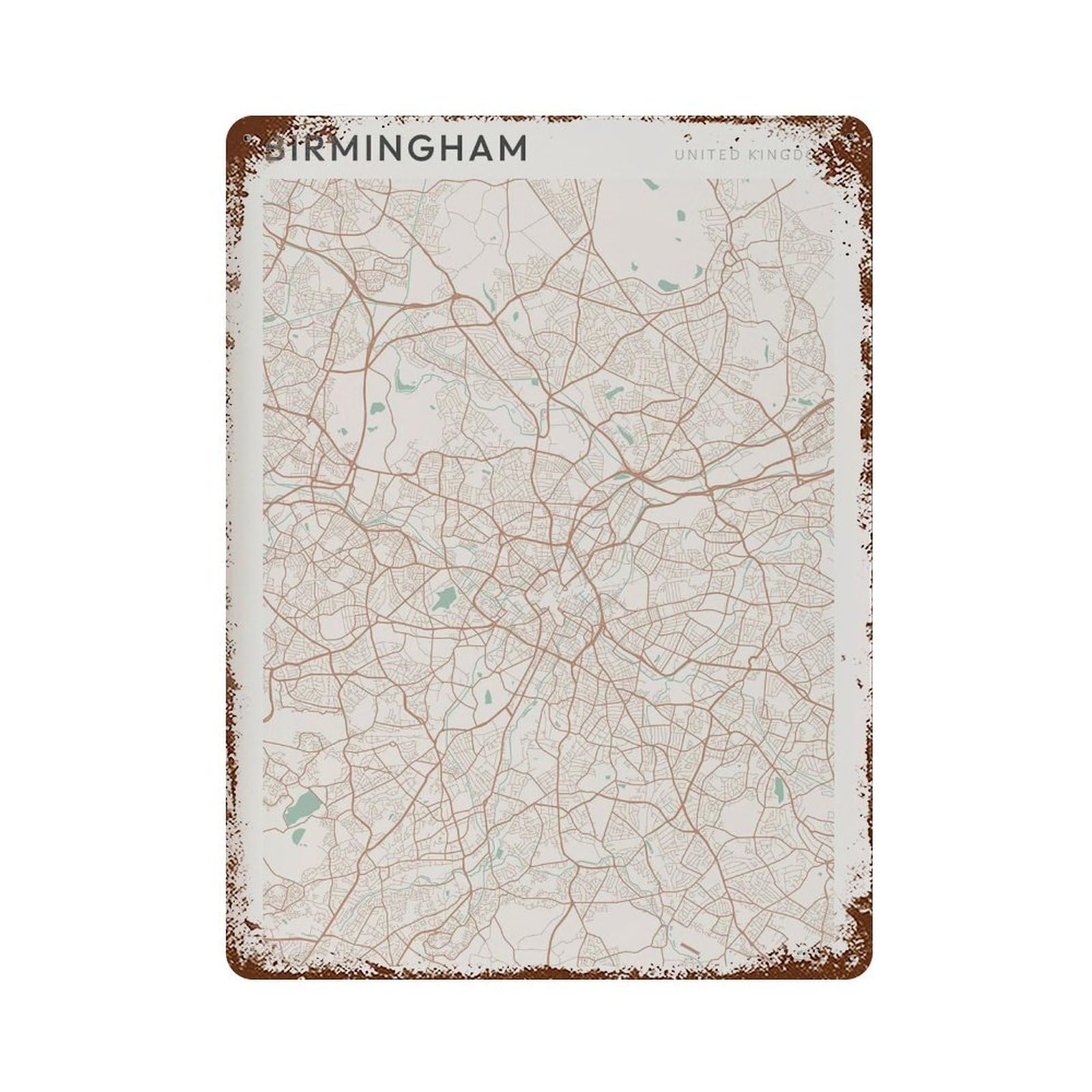 xiaoxiaoshen Birmingham Map Travel United Kingdom (2) Wall Decor Art Metal Tin Poster Modern Home Decor Art Home Bar Shop Decorations Vintage Sign 40x30cm