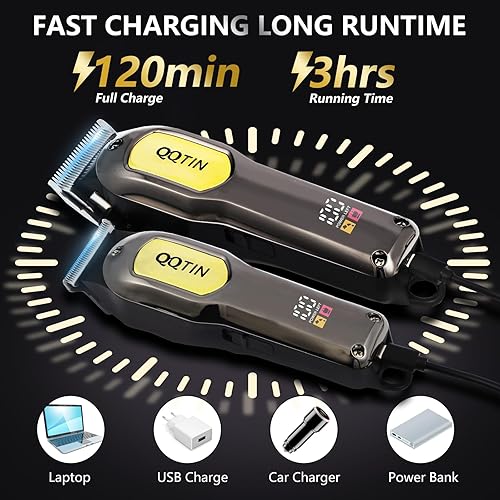 Miniatura 3 de Juego de cortapelos para hombres, inalámbrico y con cable, kit de corte de pelo recargable de 7500 RPM con cuchillas de precisión y peines guía,