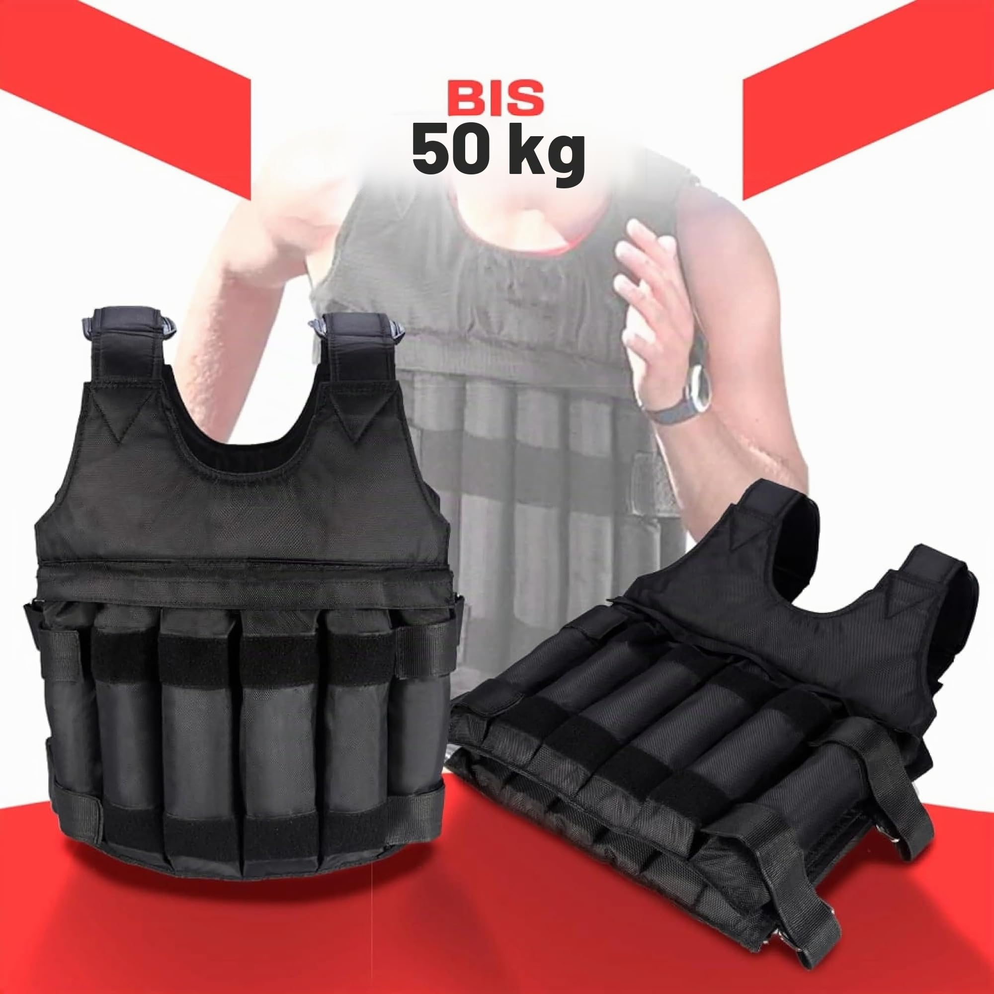 Gewichtsweste 1-50 Kg, Gewichtsbeutel individuell änderbar, hochwertiges Nylon, reißfest und wasserabweisend,