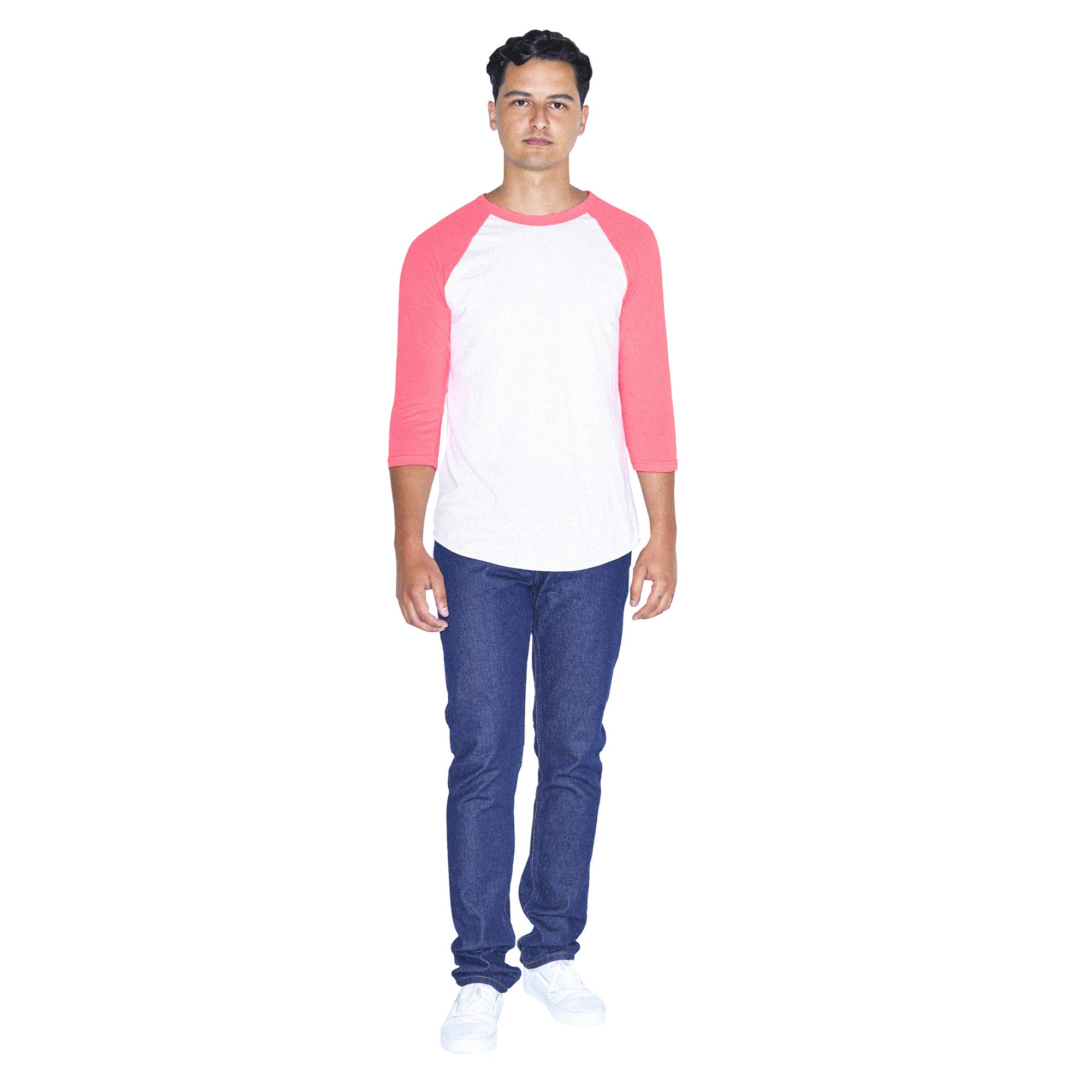 American Apparel 50/50 Raglan - Maglietta a Maniche 3/4 da Uomo, Confezione da 2