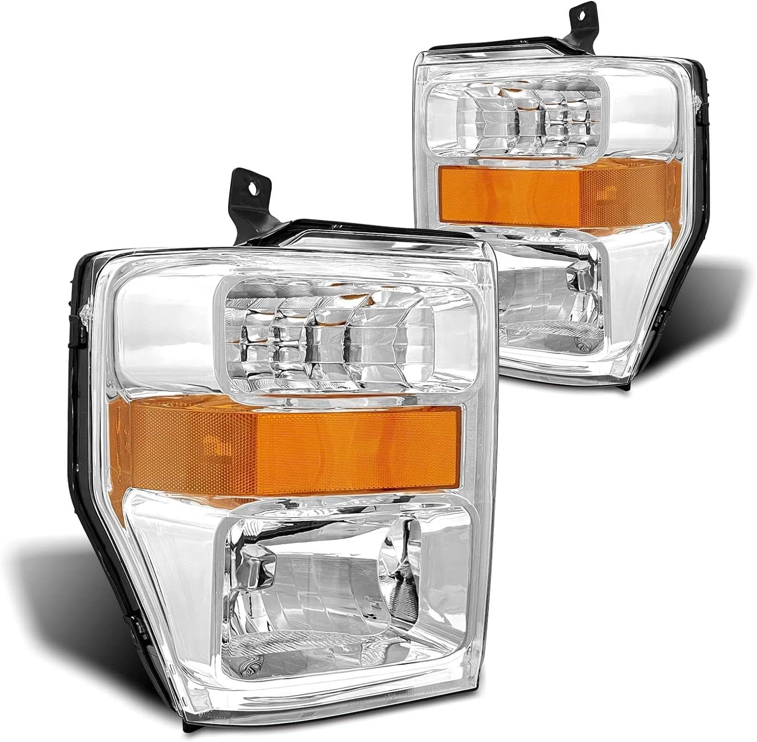 Crystal Corner Headlights For 2005-2007 Ford Super Duty – Chrome Housing, Clear Lens 12 thumbnail image