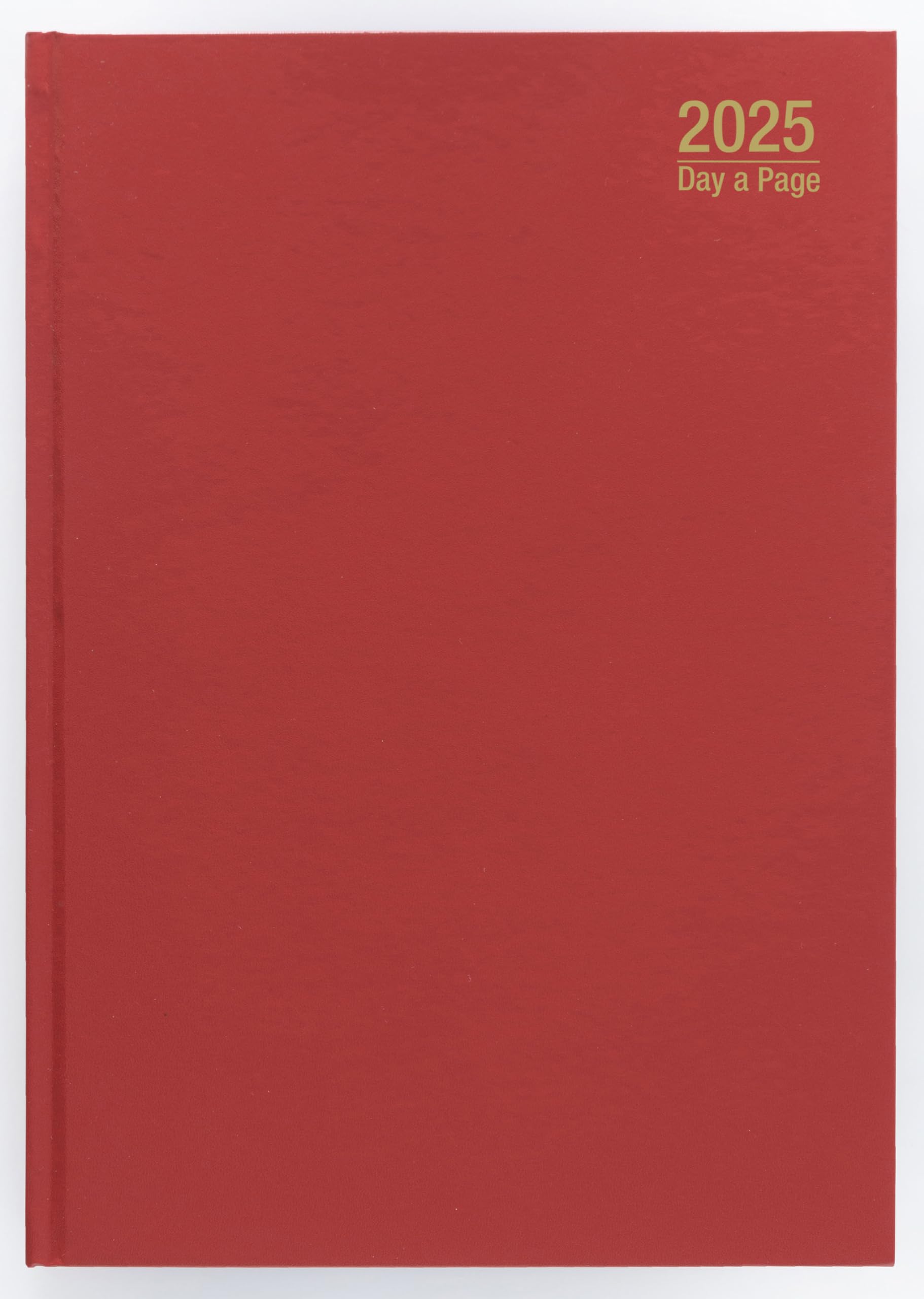 Imprint 2025 Premium Quality A5 Day to Page Diary with Full Page of Saturday & Sunday, Hardback Desk Diary with Ribbon Marker, Planner Organiser Diary (Red)