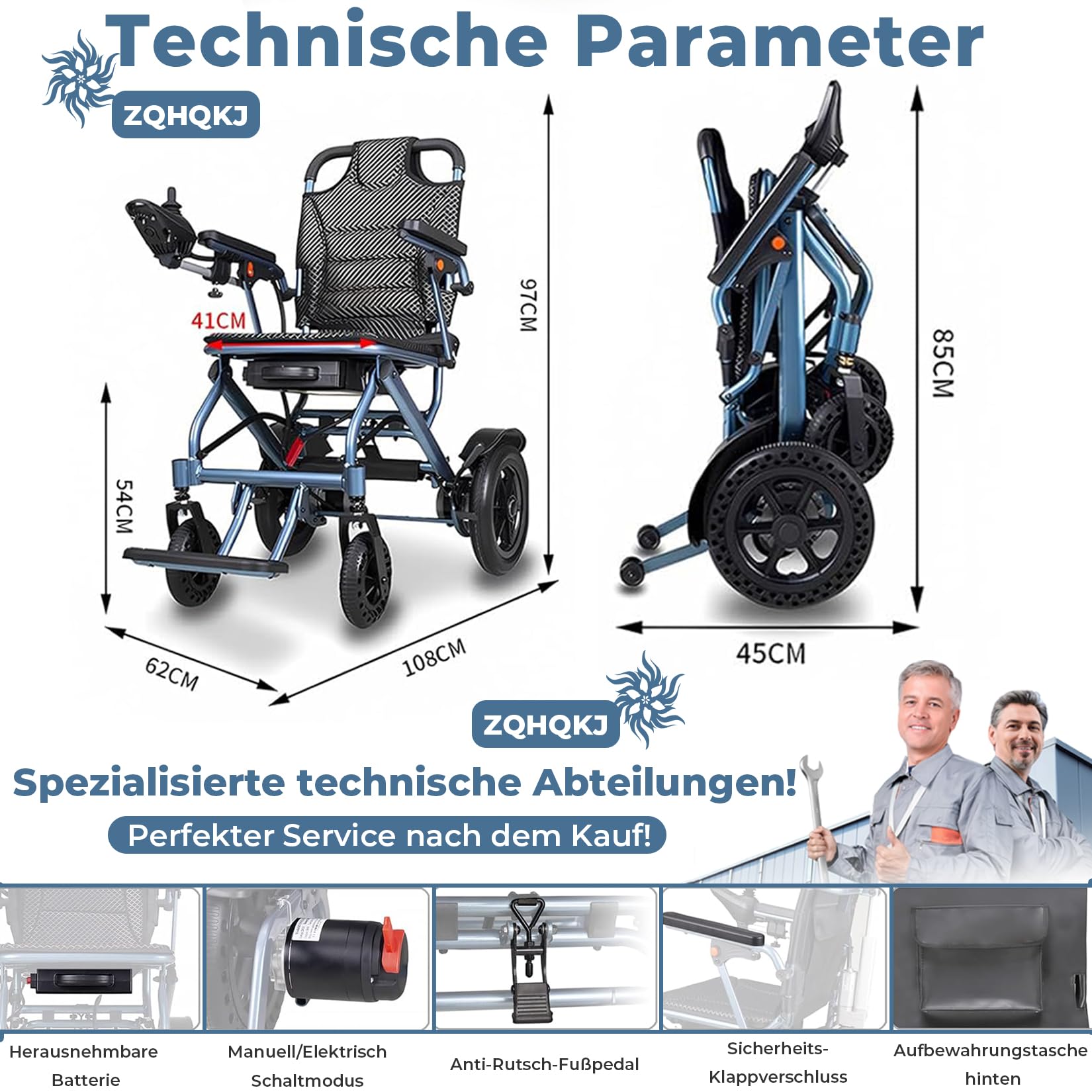 Bardzo lekki elektryczny wózek inwalidzki, składany, z silnikiem 500 W, 14,9 kg, akumulator litowy o zasięgu 20-35 km, udźwig 150 kg, idealny do podróży, wewnątrz i na zewnątrz, model