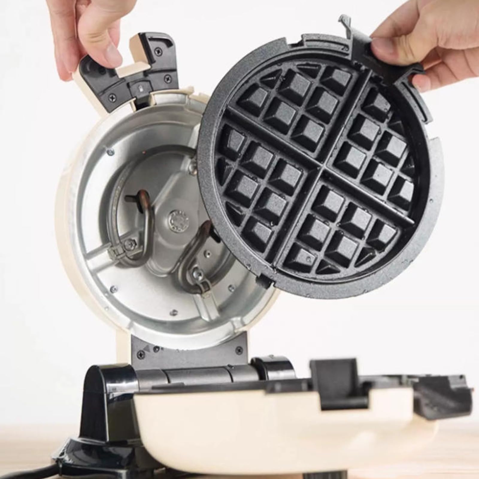 Gofrera Vertical De 650 W, Antiadherente, con 2 Niveles De Tostado, Protección contra Desbordamiento, Recipiente para Goteo Y Placas Extraíbles, Ideal para Sándwiches Y Pasteles. Silver
