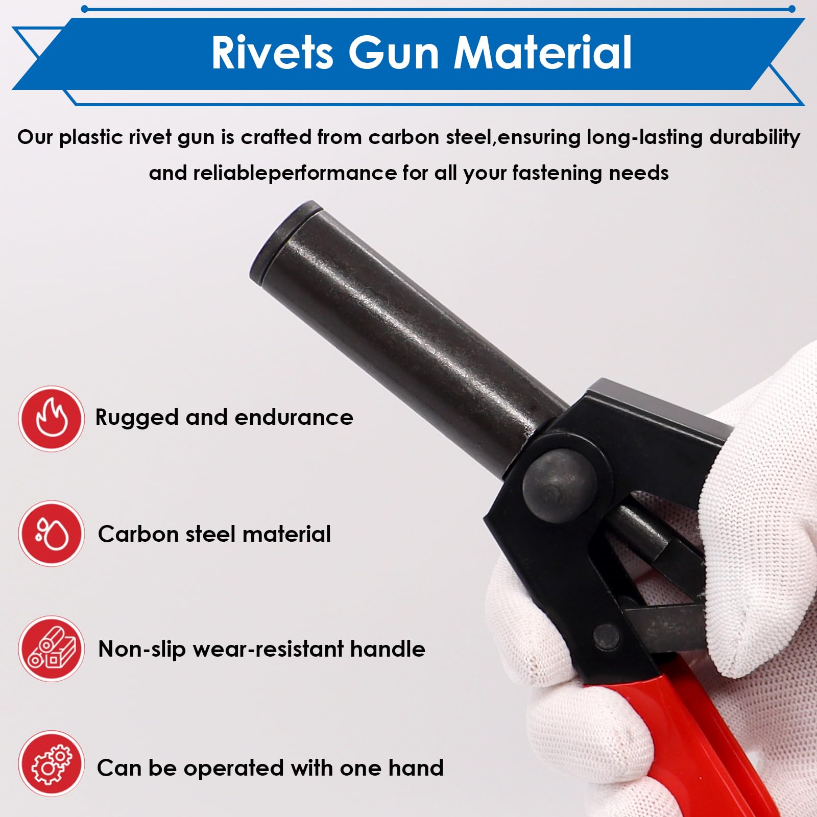 smseace 42Pcs Plastic Rivet Gun Kit, Including 40Pcs 4-Sizes