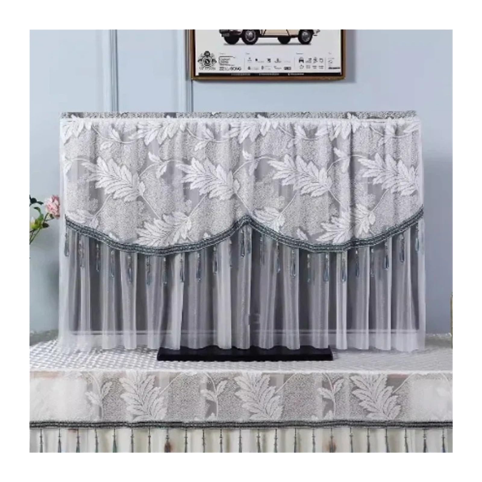 outdoor tv cover bildschirmschoner Staubdichter und atmungsaktiver TV-Staubschutz mit Spitze. Einschalten ohne Entfernen der TV-Abdeckung. Hängende gebogene Tischplatten-Spitzenabdeckungen(Color012,12