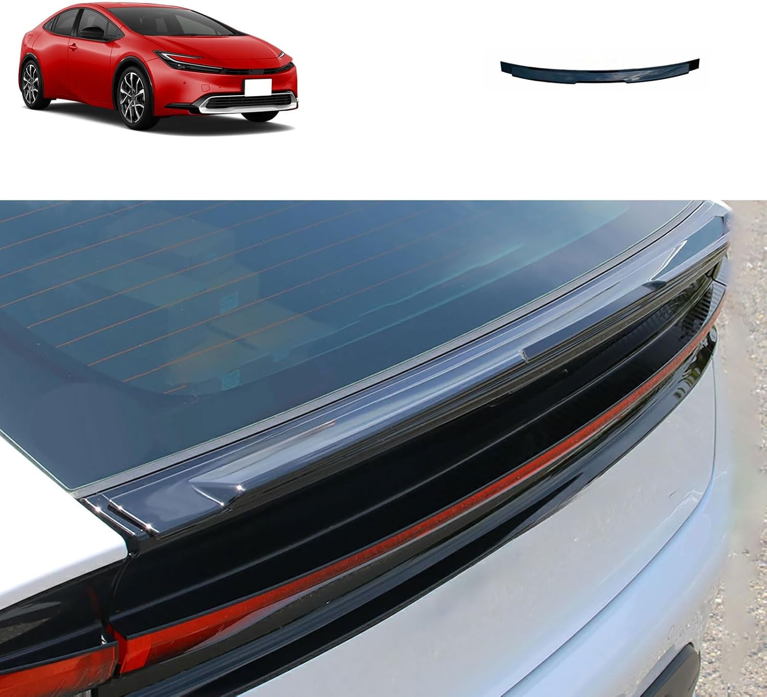 Rear Spoiler Wing Cover Compatible with Toyota Prius 2023 2024 2025 2026 Car Tail Trunk Lip Wing Flap Car Accessories ABS 1PCS(Glossy Black Style)