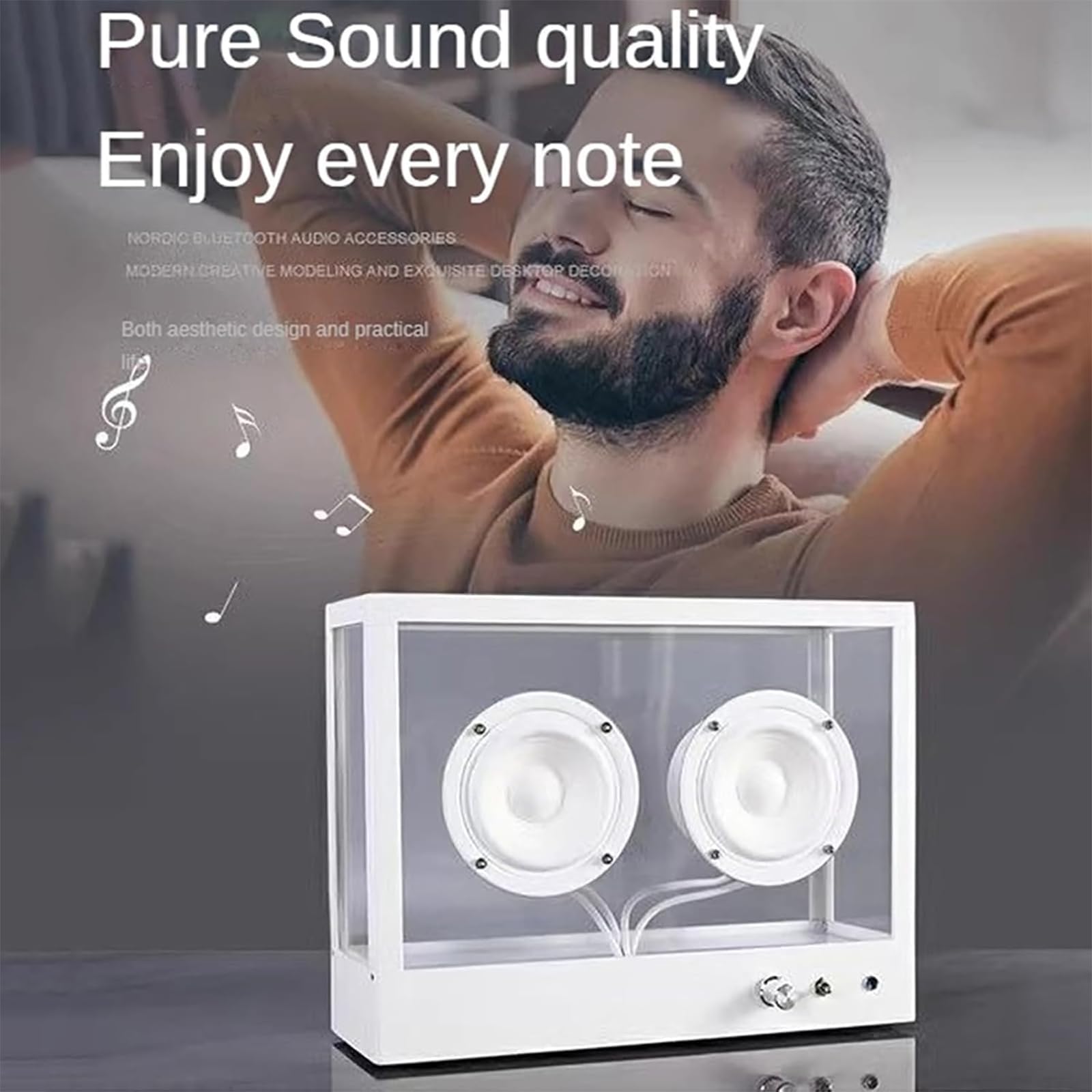 Przezroczysty głośnik kasetowy Bluetooth z zamkniętą komorą akustyczną do użytku biurowego