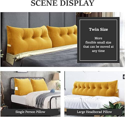 Miniatura 5 de Almohada de cuña para cabecero, almohada grande de lectura para sentarse en la cama para adultos, cojín triangular de terciopelo para respaldo,