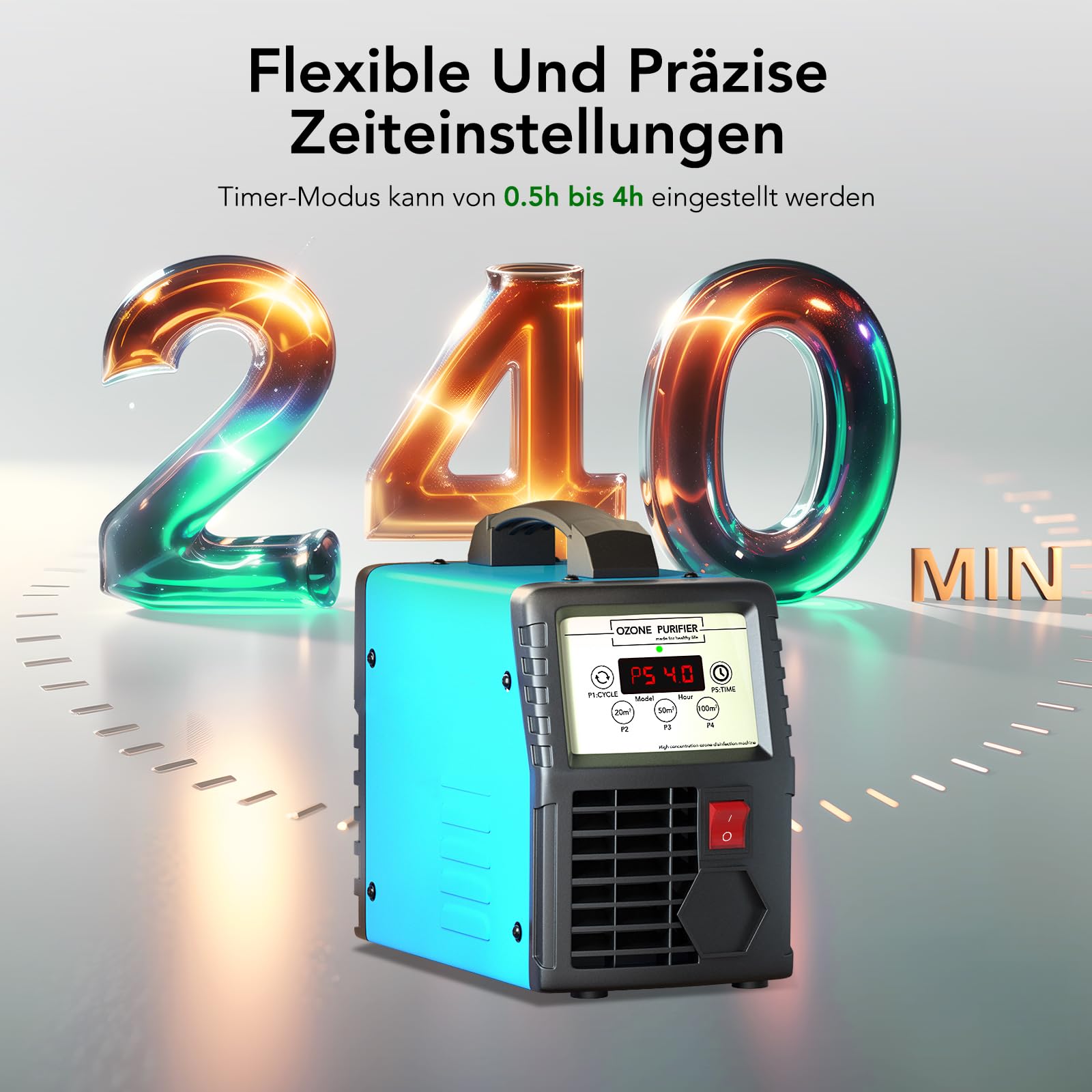 Ozongenerator, Luftreiniger Desodorierer für 300㎡, Ozongerät Geruchskiller mit Timer für Rauch, Zimmer, Garagen, Bauernhöfe, Hotels, Haustiergerüche, Küchengerüche