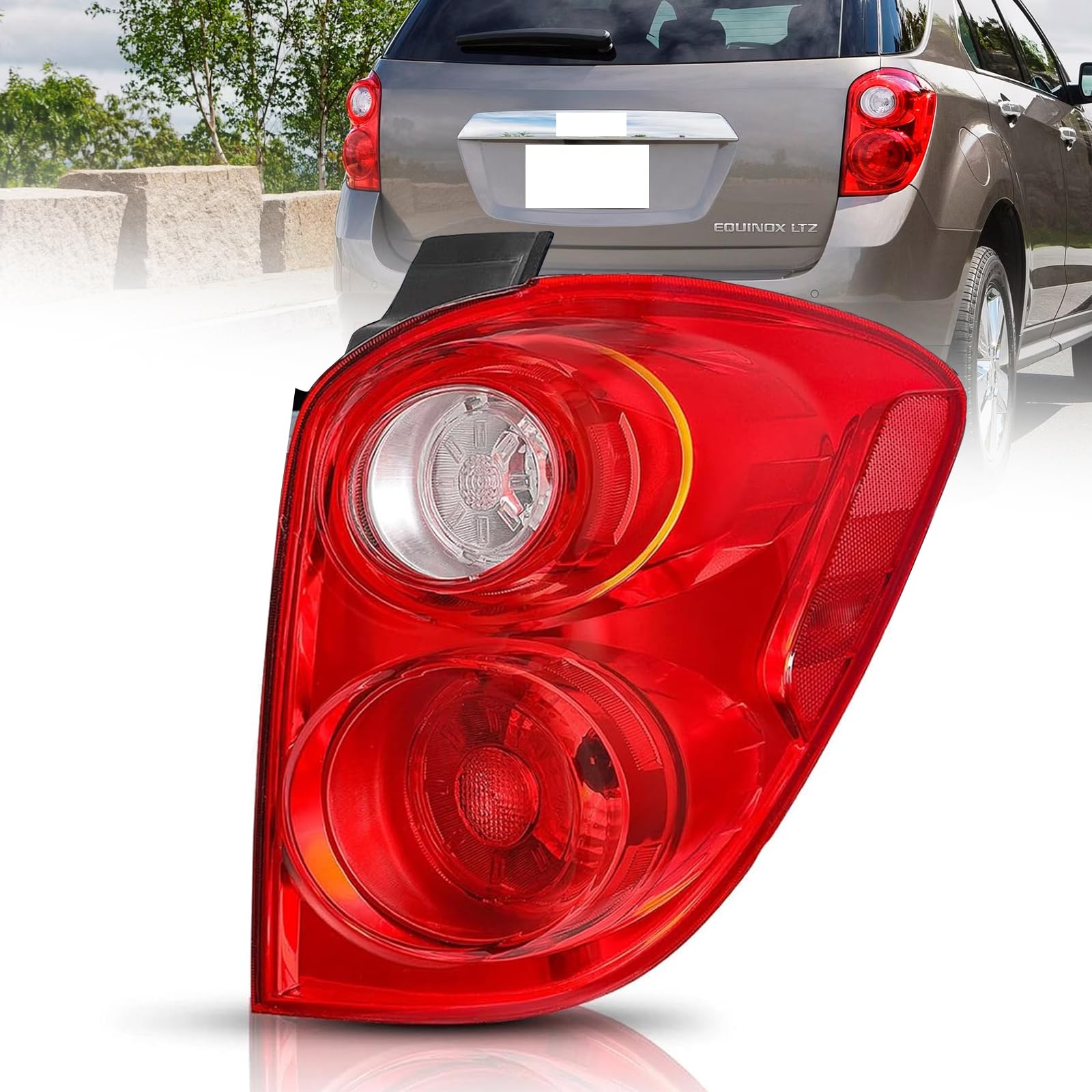 F CARFITTING Right Tail Light Assembly Compatible with 2010-2015 Chevy Equinox,Taillight Brake Lamp Replacement Rear Passenger Side w/Bulbs&Wiring