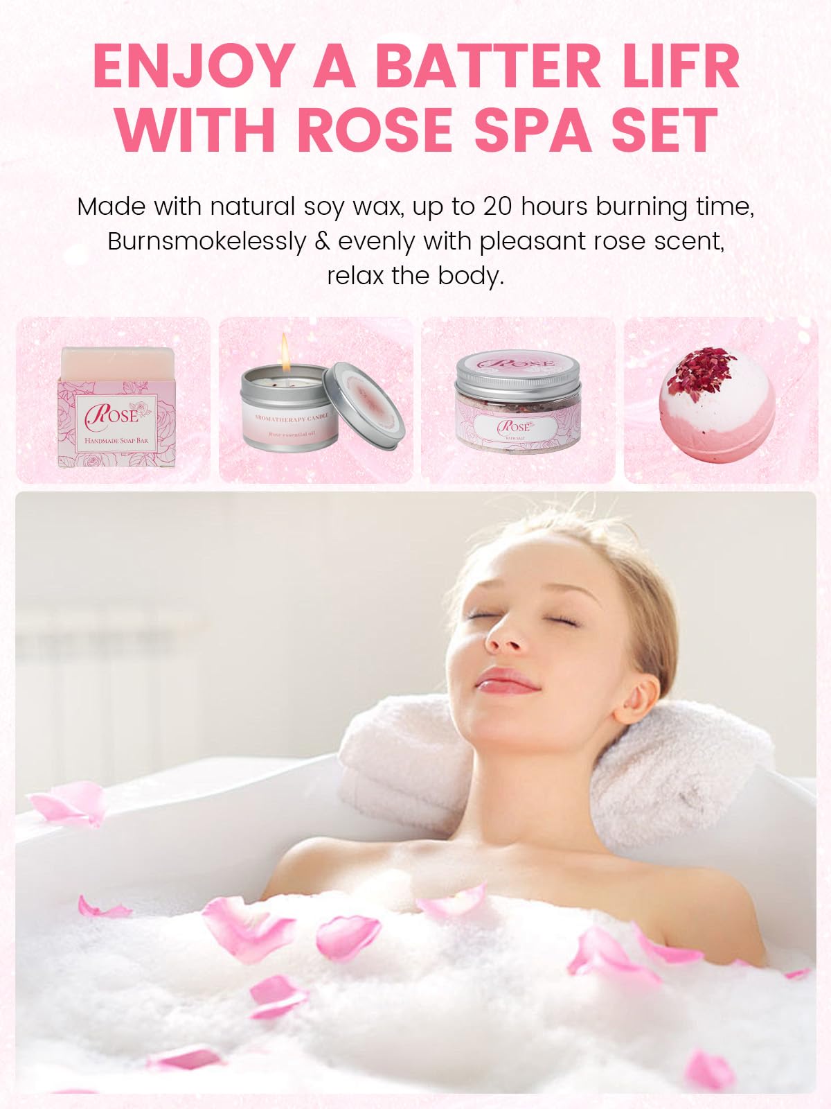 Bade-Geschenk-Set für Frauen, entspannendes Spa-Selbstpflege-Set für Mutter, Schwester, Ehefrau, Tante, Heimbad-Pflegepaket, Dankeschön-Geschenk, Geburtstagsgeschenk für Frauen, Freundschaftsideen
