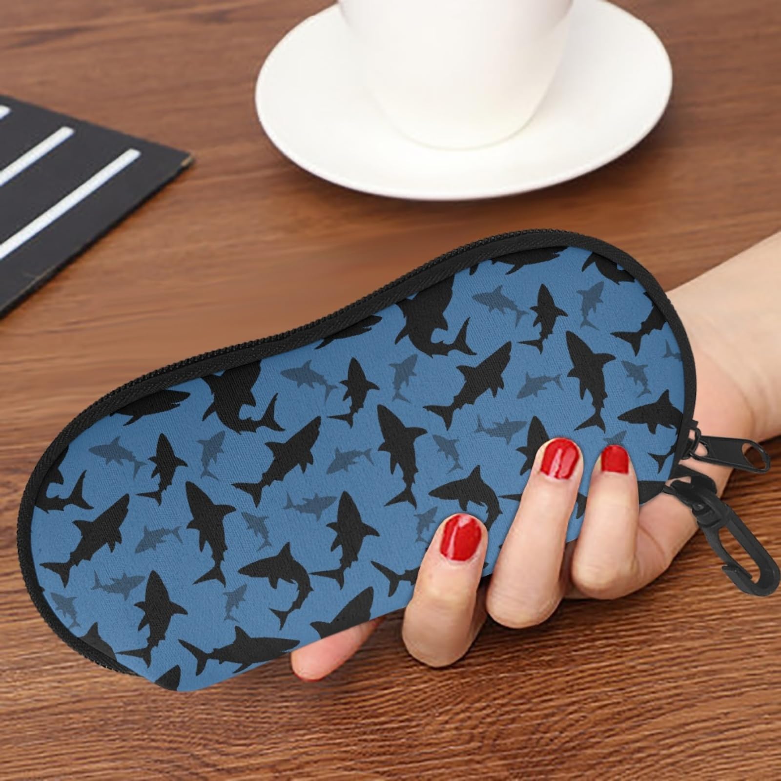 Brillenetui weich Sonnenbrillenetui Organizer Brillenetui mit Clip - Blau - Einheitsgröße