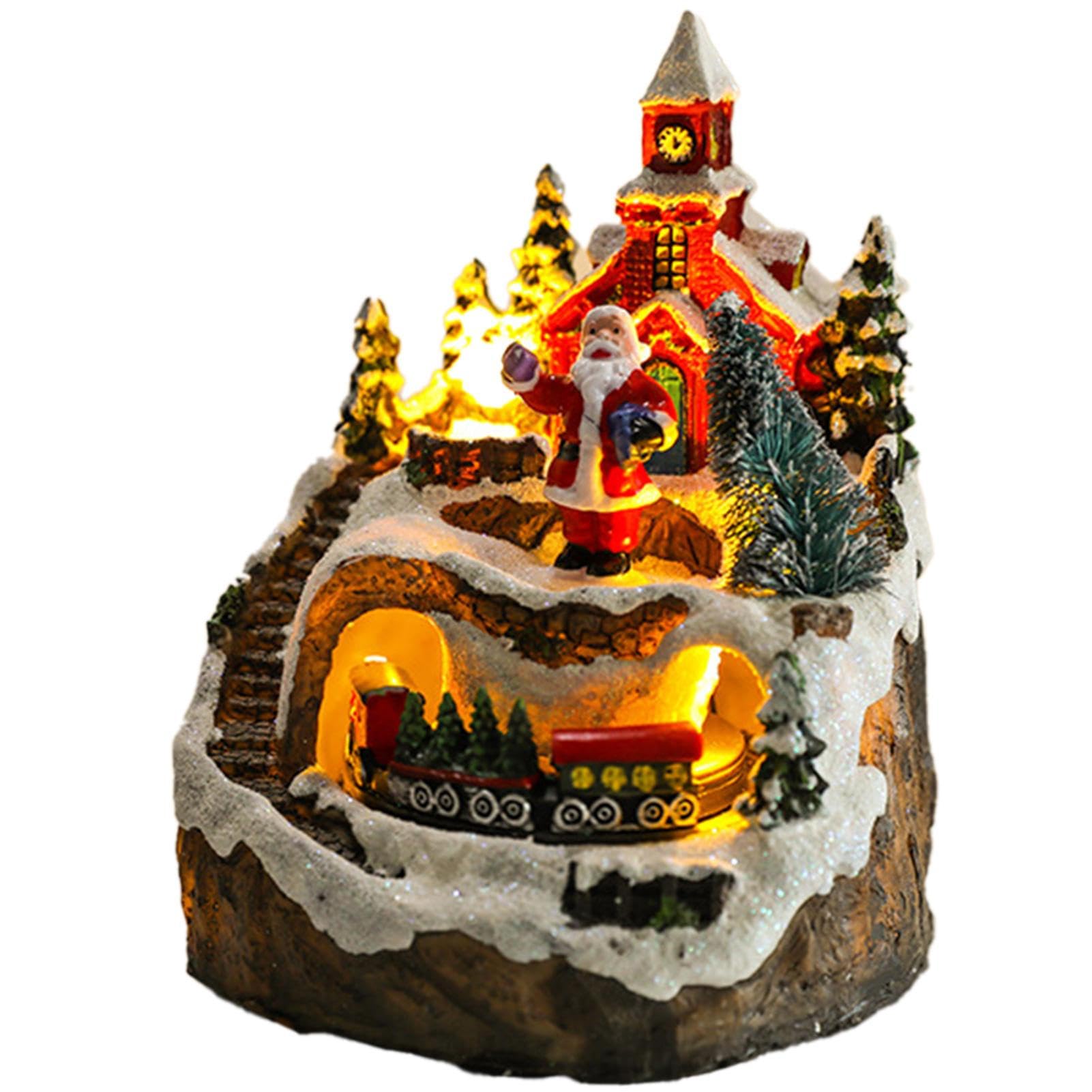 Escena De Pueblo Navideño, Decoración Navideña País Nieve Ciudad Paisaje, Snows Town Escena De Navidad Figurita Casa con Música, Suministros De Fiesta De Navidad, Agrega Un Ambiente Festivo