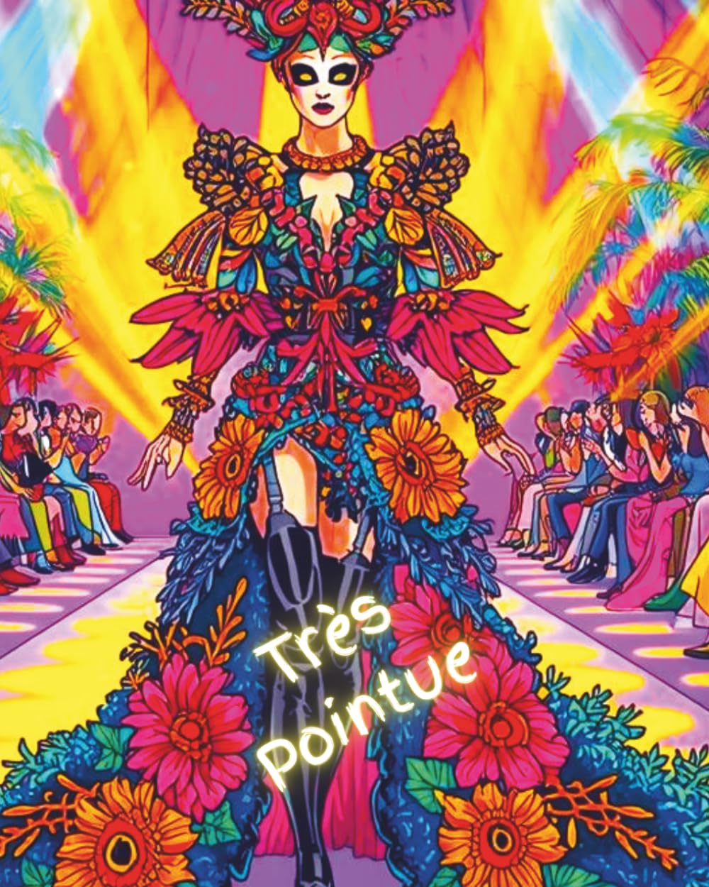 Très Pointue: "Une collection très pointue." (A very advanced/edgy fashion collection.)Coulouring book (AVANT GARDE HAUTE COUTURE)