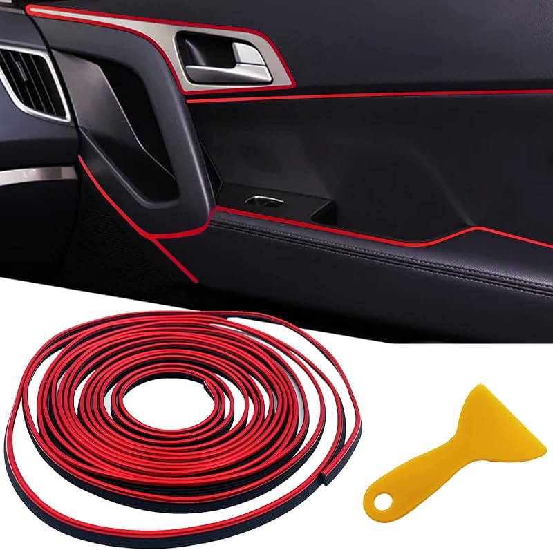 Friso Decorativo Interno Automotivo OSIFIT em PVC e Metal Cromado Vermelho – 3 m com Ferramenta