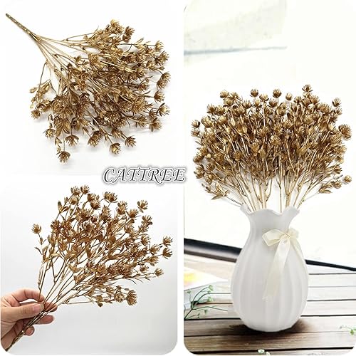 Vista 221 de CATTREE Helechos dorados - Plantas artificiales grandes y altas de 30 pulgadas, paquete de 2 decoraciones de Navidad, hojas de Boston doradas Hojas