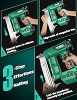 Vista 9 de KIMO - Pistola de uñas de calibre 18 inalámbrica con batería de 2.0 Ah x 2 y cargador rápido, 5000 clavos, disparo de un solo contacto, 180