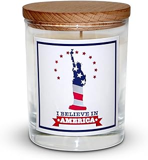 CharmLab Candle, Sandalwood Scented, 12 oz Jar Candle, Patriotic Decor for 4th of July, Memorial Day & Independence Day, Red White & Blue, Up to 40 Hours Burn Time, Party Favors & Gifts for All