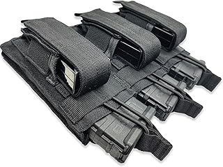 Rifle and Pistol Mag Pouch | American Company | Open Top Single Double Triple Magazine Holster for Ammo | Universal Tactical Molle Bag Holder - Bear Armz Tactical