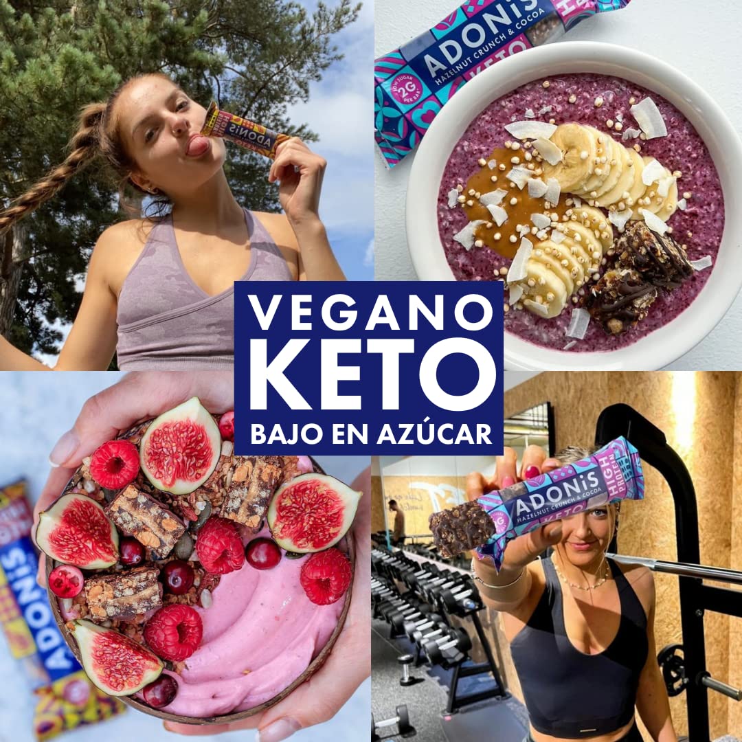 Adonis Barritas Keto Ricas en Proteínas Crema de Cacahuete y Chocolate | Apto para Veganos y Dieta Keto | 100% Natural | Sin Azúcar, Sin Aceite de Palma, Sin Lácteos | Bajo en Azúcar