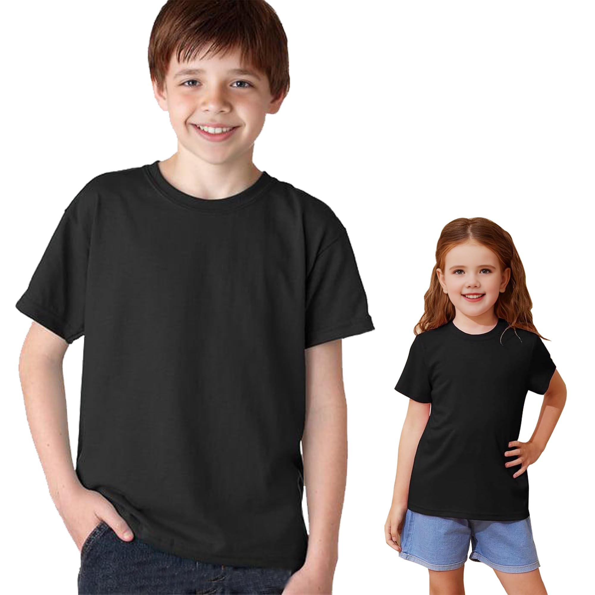 Vida Sol Camiseta Infantil 100% Algodón, 1 y 2 Unidades, Unisex, Manga Corta, Cuello Redondo, Suave y Transpirable, Diseño Básico y Cómodo, Ideal para Uso Diario, Tallas 1-15 Años, Colores Variados — view 11