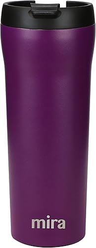 Miniatura 11 de MIRA Taza de viaje para café de 12 onzas, vaso aislado de acero inoxidable con tapa a prueba de fugas, taza para bebidas calientes y frías, color