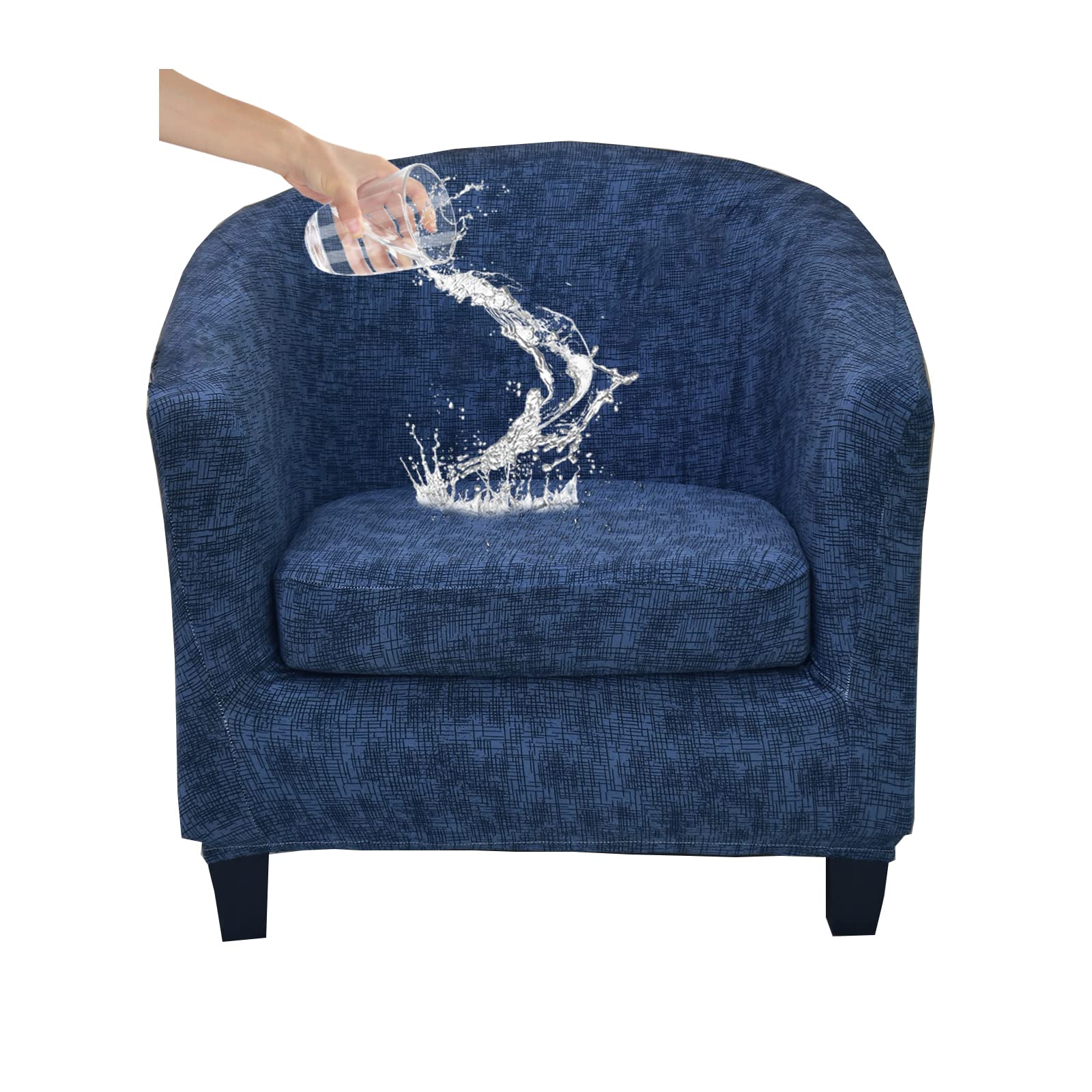KRFOONN 2 Pieces Club Chair Slipcover Stretch Waterproof Tub Chair Slipcover Armchair Covers Sofa Cover Removable Round Barrel Chair Covers Couch Furniture Protector Cover for Living Room, A43
