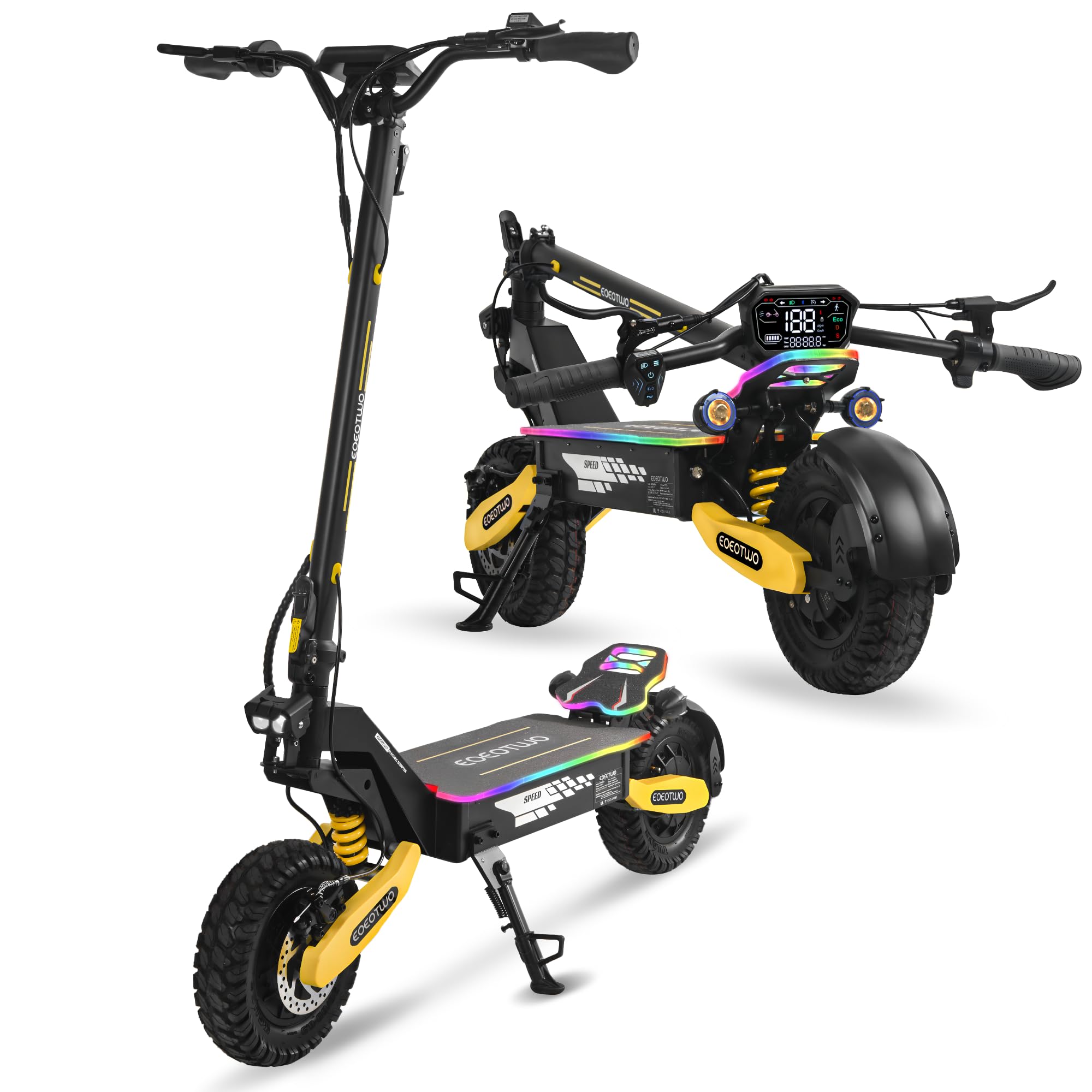 Electric Scooter for Adults, 1200W/2400W Motor Fast E Scooter, 11" Off-Road Tires, Up to 30/40 MPH Top Speed & 20/43 Miles Long Range, Dual Brake, Foldable
